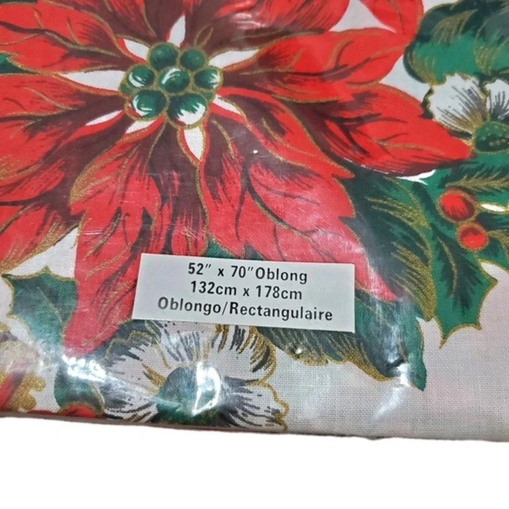Bardwil Seasons‎ Tablecloth Christmas Poinsetta Palace 52x70 Oblong NEW